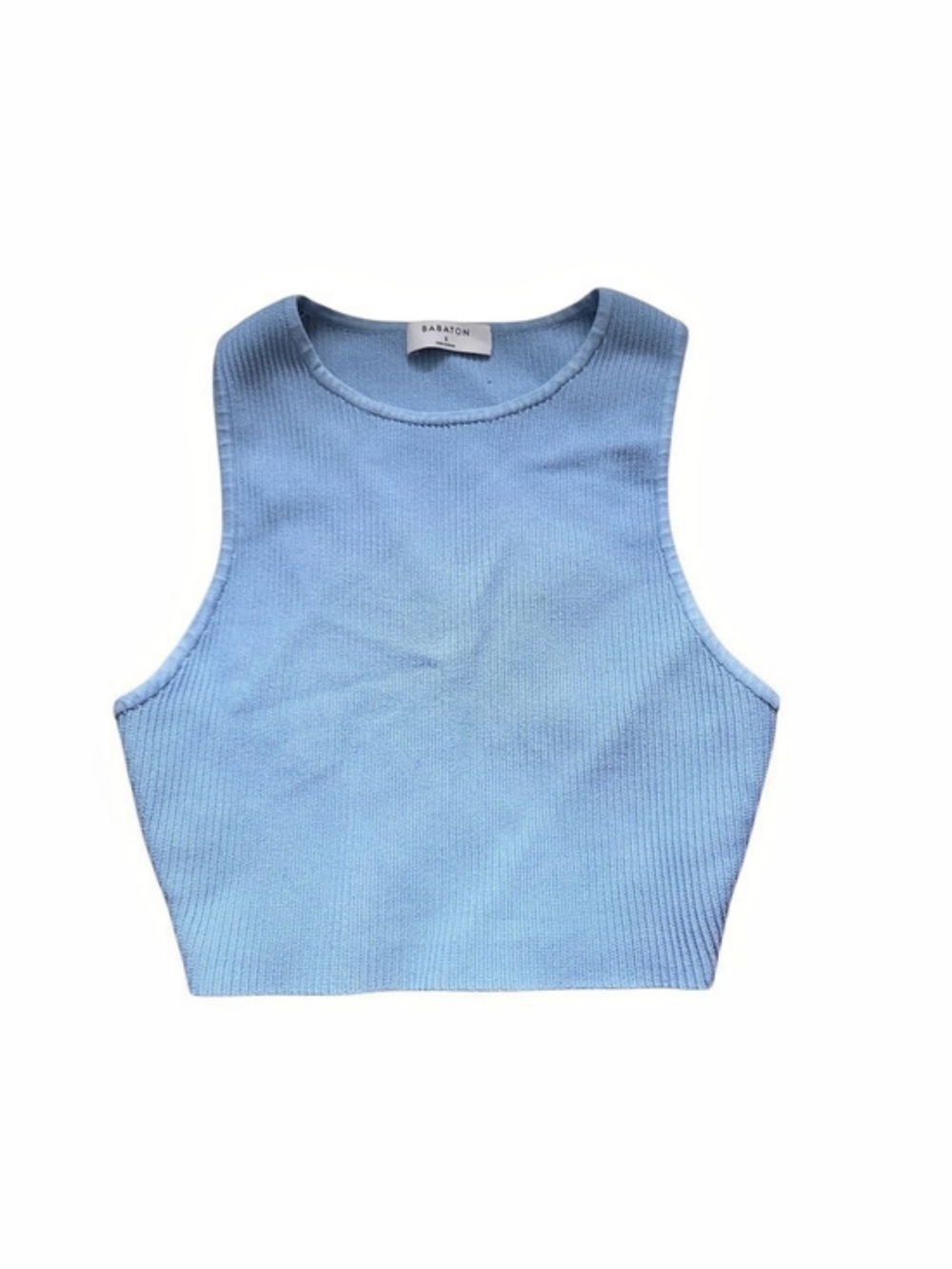 Aritzia Babaton Sculpt Knit Racer Cropped Tank Blue S 81347
